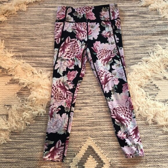 Athleta Run Free Garden Party 7/8 Floral Leggings Pockets I Size S - Picture 2 of 5